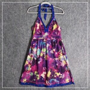 The North Face Dress Womens XS Purple Floral Halter A-Line Activewear Sun Dress